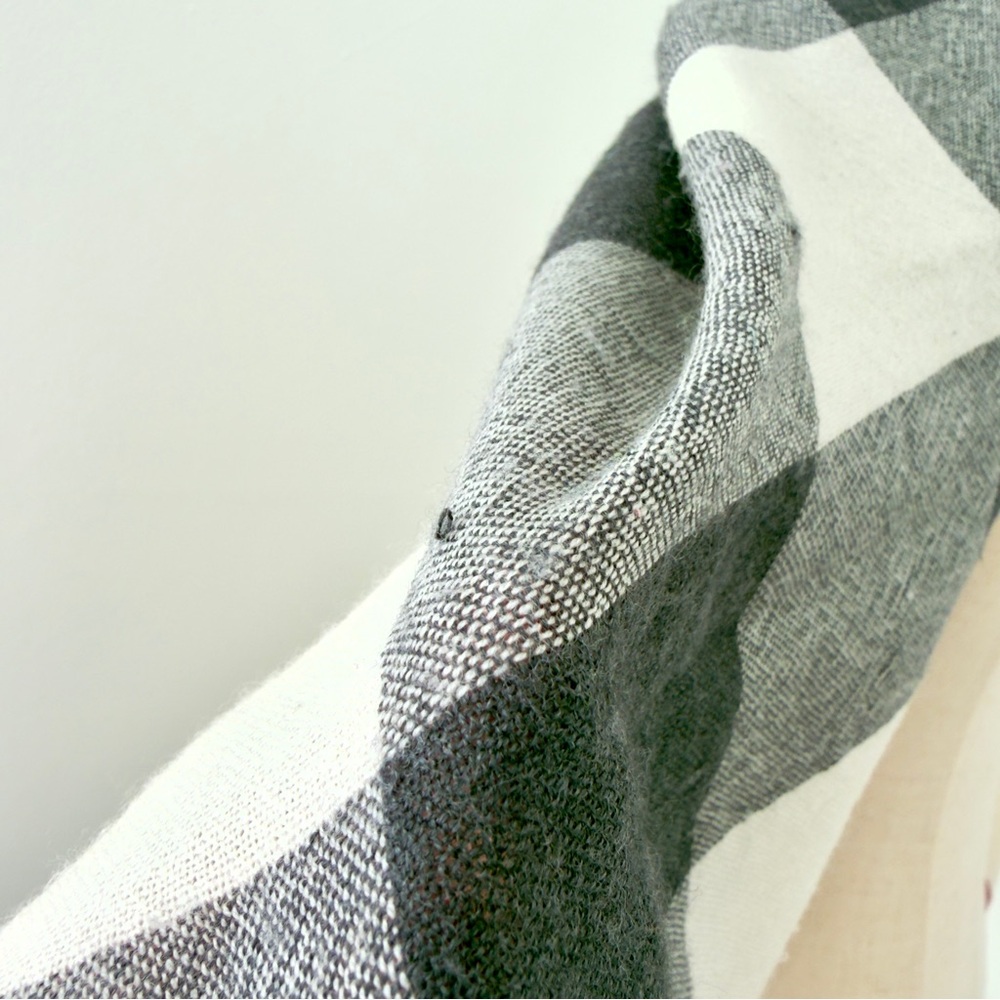 Burberry Checkered Wool Scarf in Cream, Gray, and Red - Picture 7 of 11
